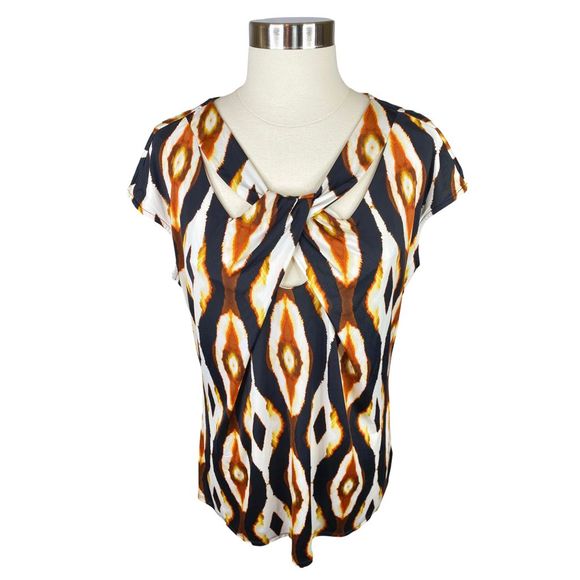 Worthington Stretch Animal Print Twist Front Blouse - Size XL - Picture 4 of 6